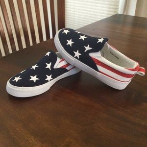 NEW Gymboree Toddler Red White Blue American Flag Slip On Shoes